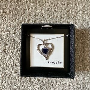 New in box saphire heart necklace